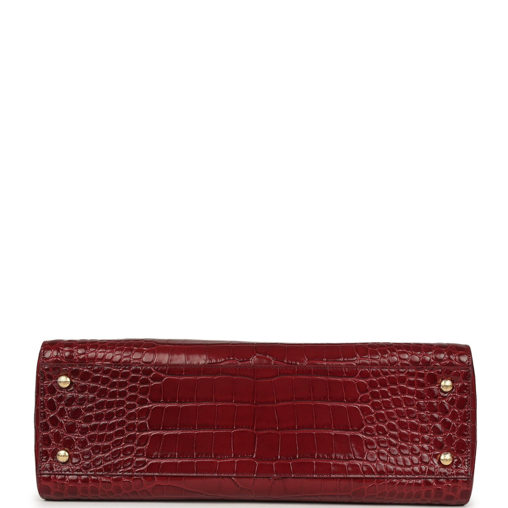 Chanel Small Cerf Shopping Bag Burgundy Croc Embossed Calfskin Gold Hardware