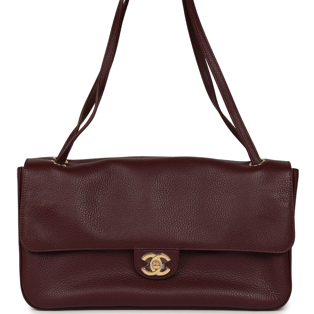 Chanel Maxi "Souplissimo" Small Flap Bag Burgundy Caviar Gold Hardware