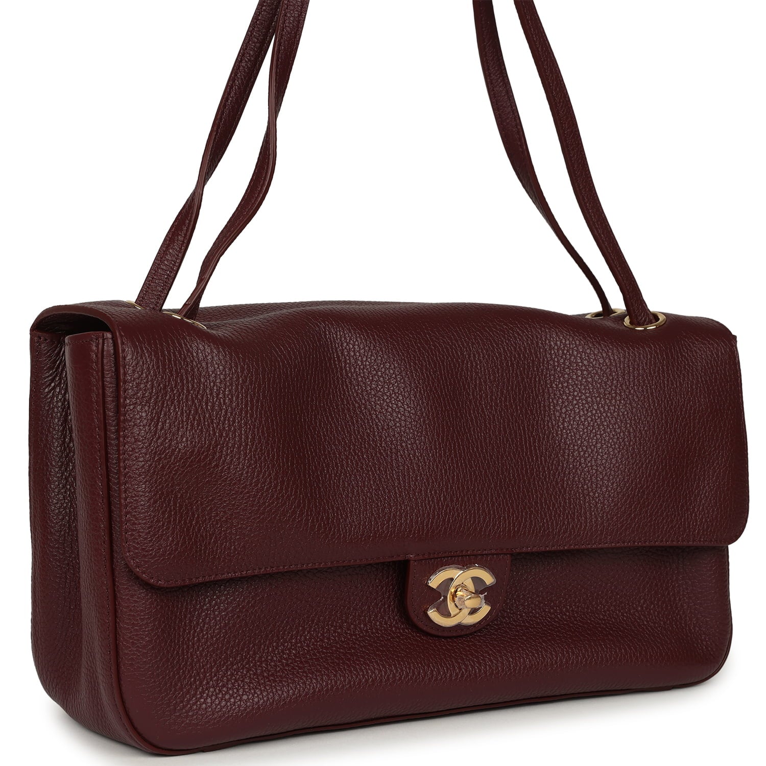 Chanel Maxi "Souplissimo" Small Flap Bag Burgundy Caviar Gold Hardware