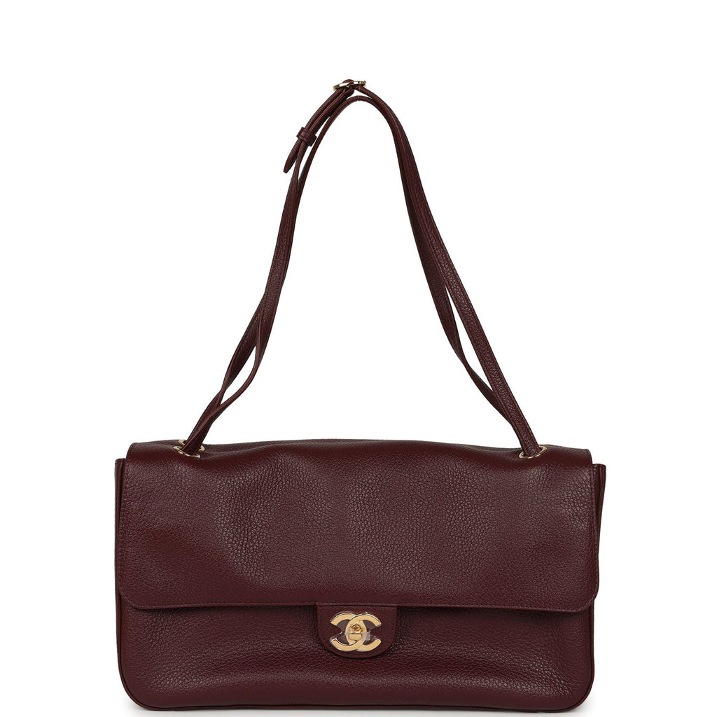 Chanel Maxi "Souplissimo" Small Flap Bag Burgundy Caviar Gold Hardware