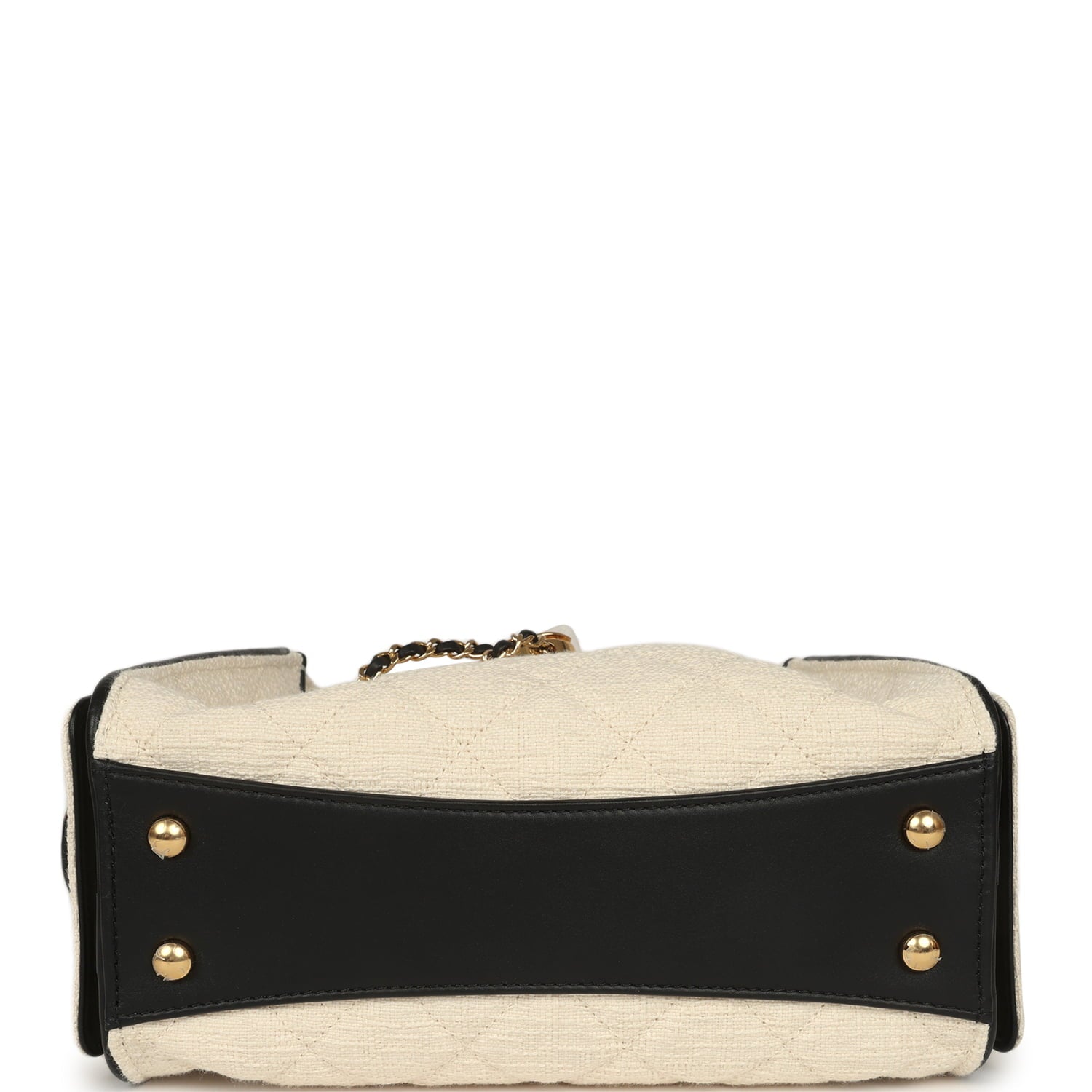 Chanel Mini 25 Hobo Bag Ecru Canvas and Black Calfskin Gold Hardware