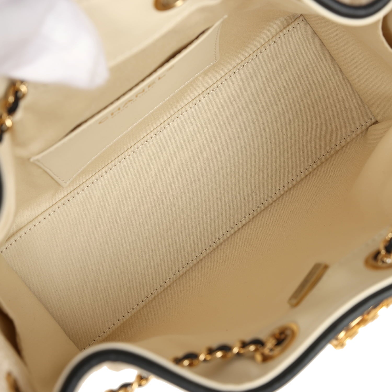 Chanel Mini 25 Hobo Bag Ecru Canvas and Black Calfskin Gold Hardware
