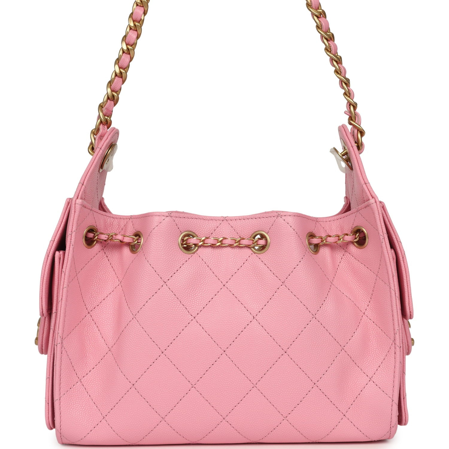 Chanel Mini 25 Hobo Bag Pink Caviar Antique Gold Hardware