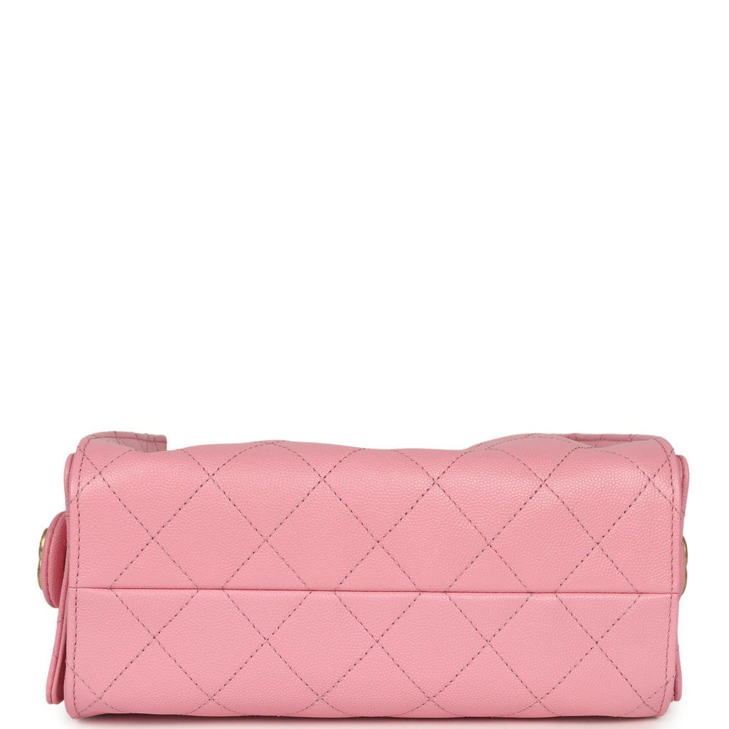 Chanel Mini 25 Hobo Bag Pink Caviar Antique Gold Hardware