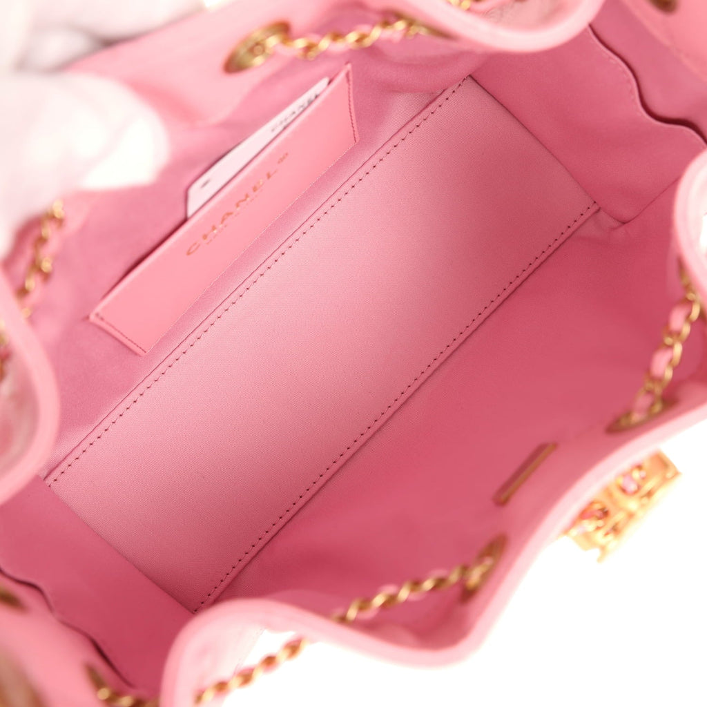 Chanel Mini 25 Hobo Bag Pink Caviar Antique Gold Hardware