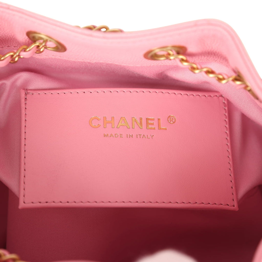 Chanel Mini 25 Hobo Bag Pink Caviar Antique Gold Hardware