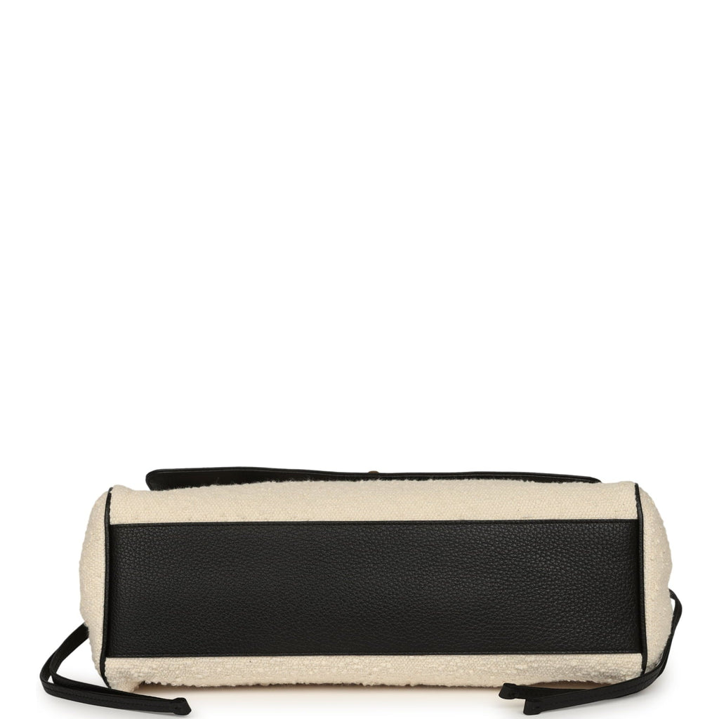 Chanel Small "Urban Essential" East West Shopping Tote Black Calfskin and White Tweed Boucle Gold Hardware