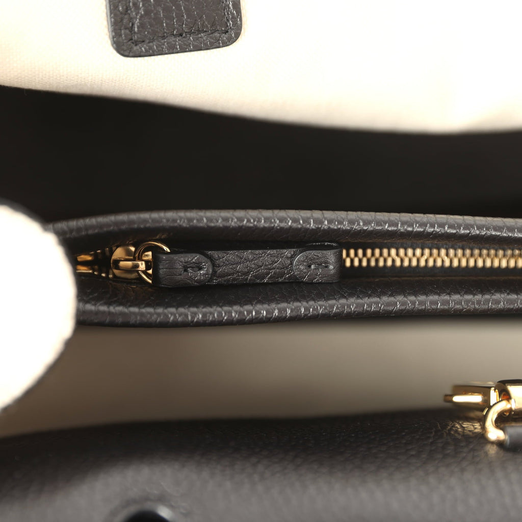 Chanel Small "Urban Essential" East West Shopping Tote Black Calfskin and White Tweed Boucle Gold Hardware