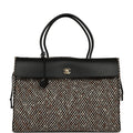 Chanel XXL "Urban Essential" Shopping Tote Black Calfskin and Multi Tweed Gold Hardware