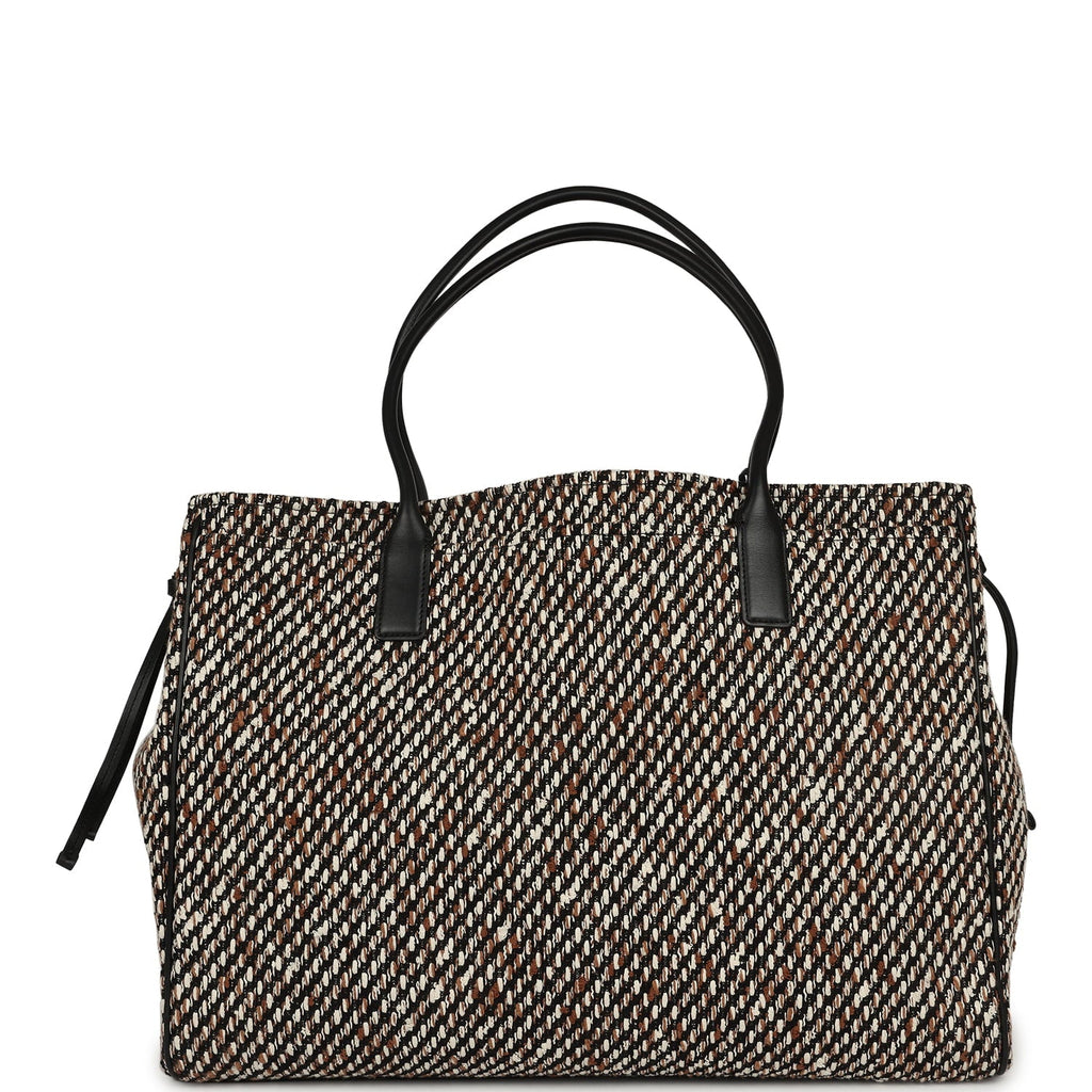 Chanel XXL "Urban Essential" Shopping Tote Black Calfskin and Multi Tweed Gold Hardware