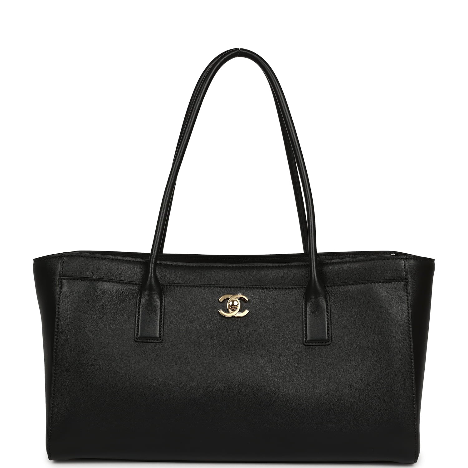 Chanel Small Cerf Shopping Bag Black Calfskin Gold Hardware