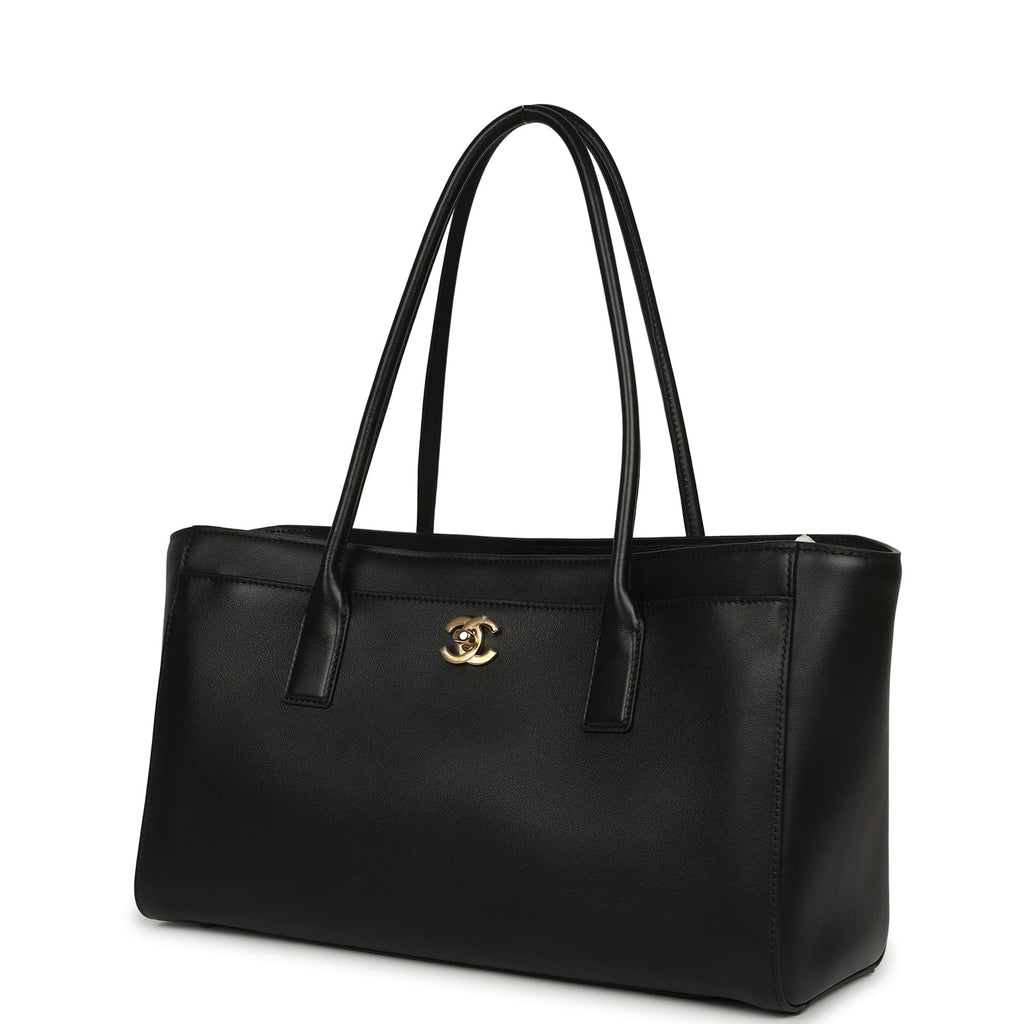 Chanel Small Cerf Shopping Bag Black Calfskin Gold Hardware