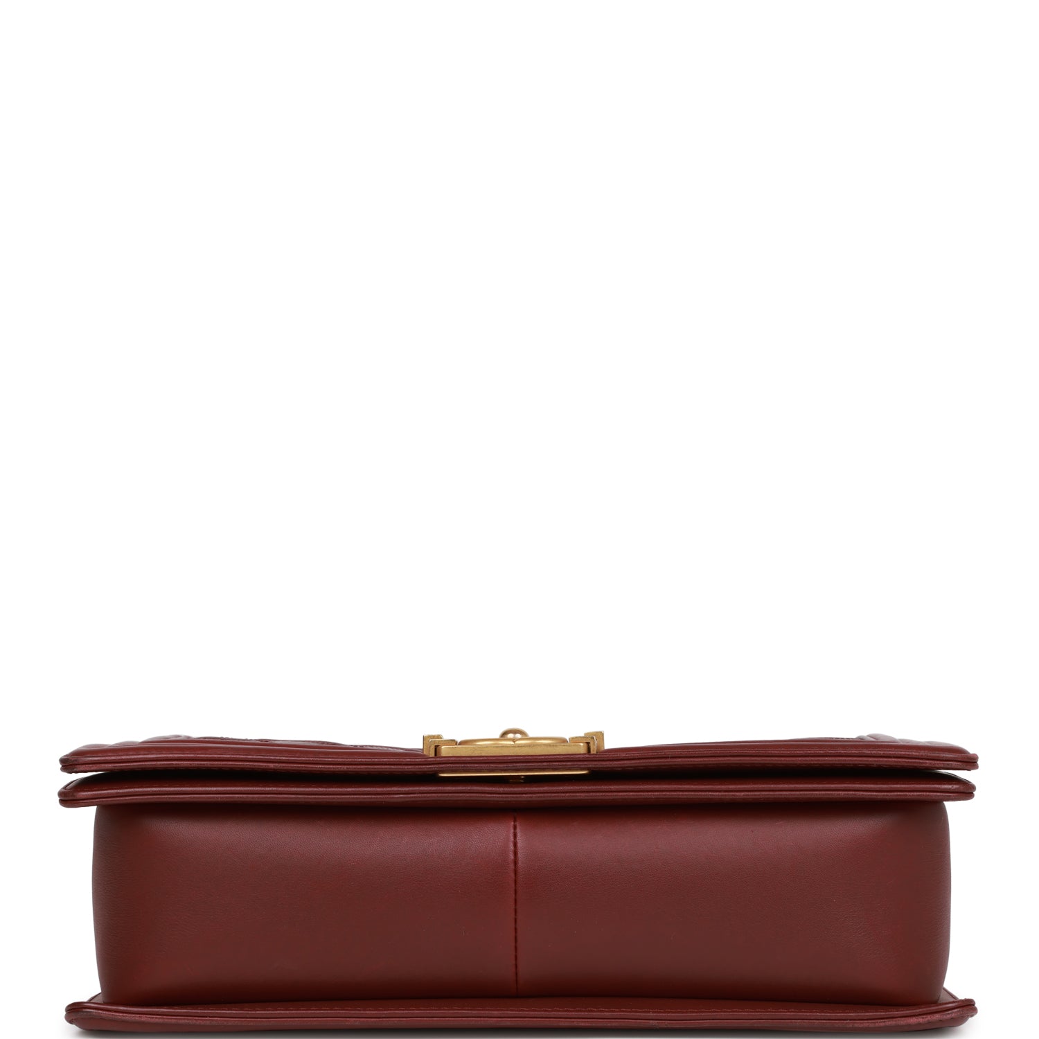 Pre-owned Chanel New Medium Boy Bag Burgundy Chevron Antique Gold Hardware