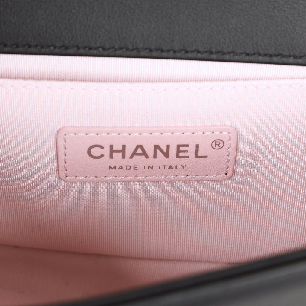Chanel Small Boy Bag Black Calfskin and Pearl Silver Hardware