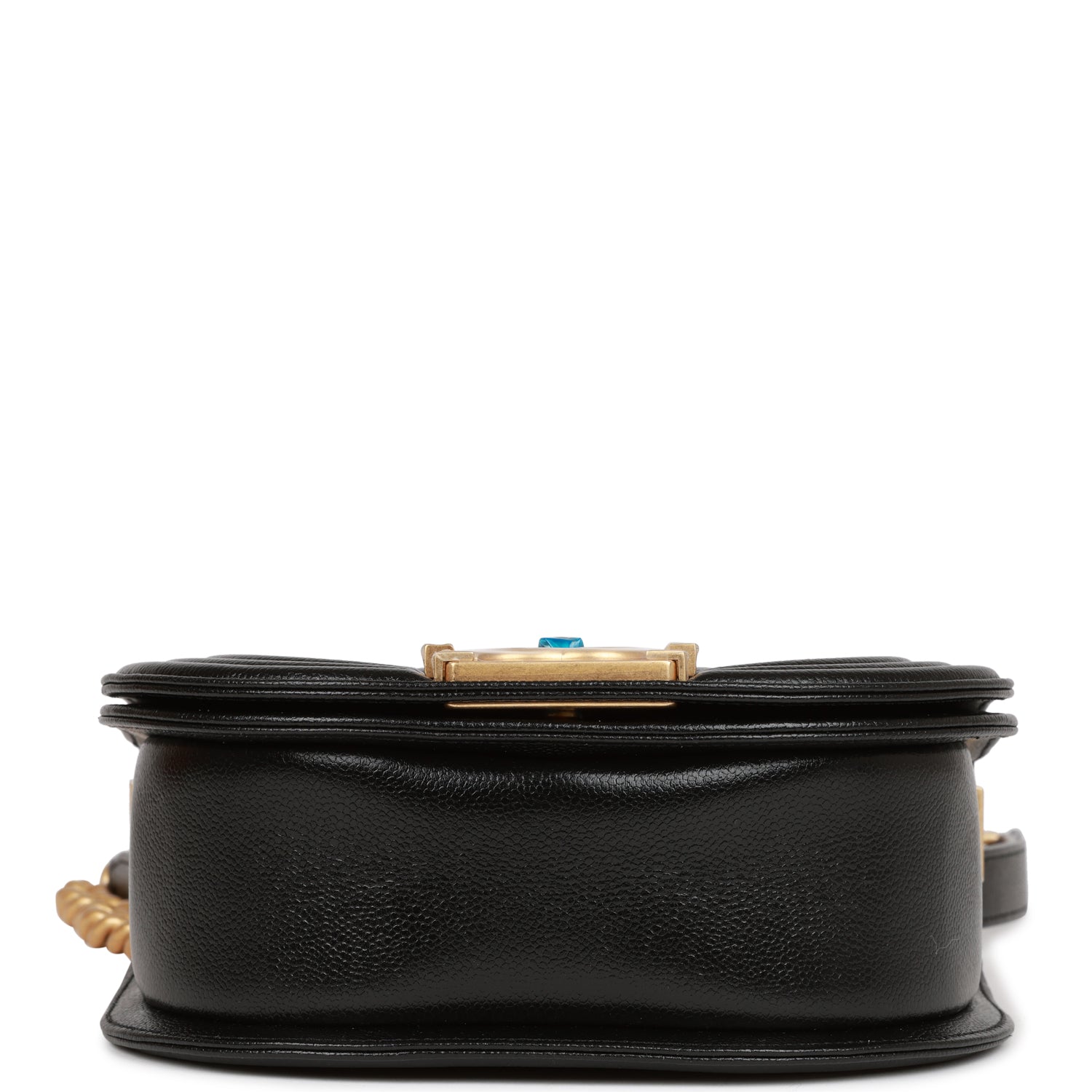 Chanel Small Boy Messenger Bag Black Caviar Antique Gold Hardware