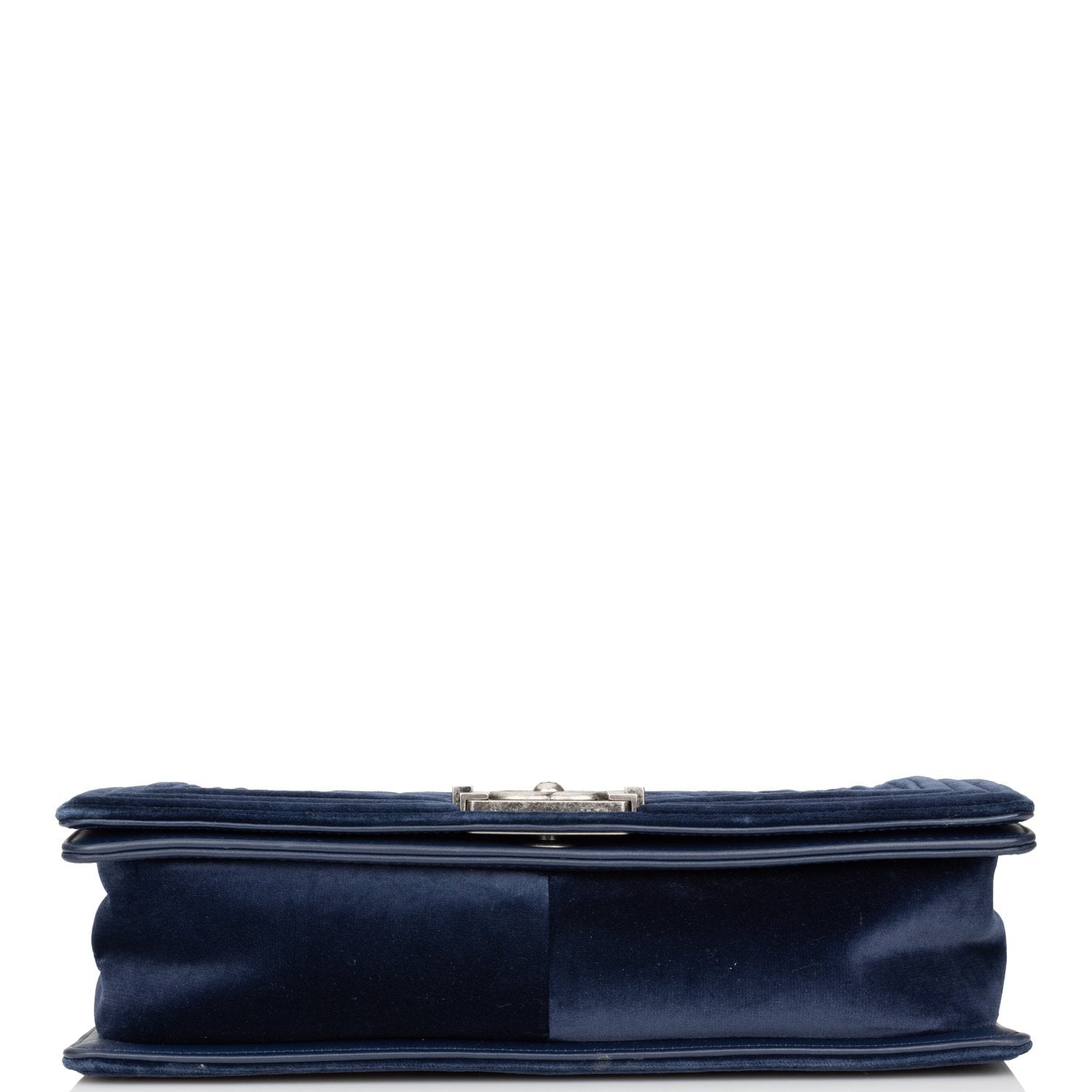 Pre-owned Chanel Large Boy Bag Blue Velvet Ruthenium Hardware