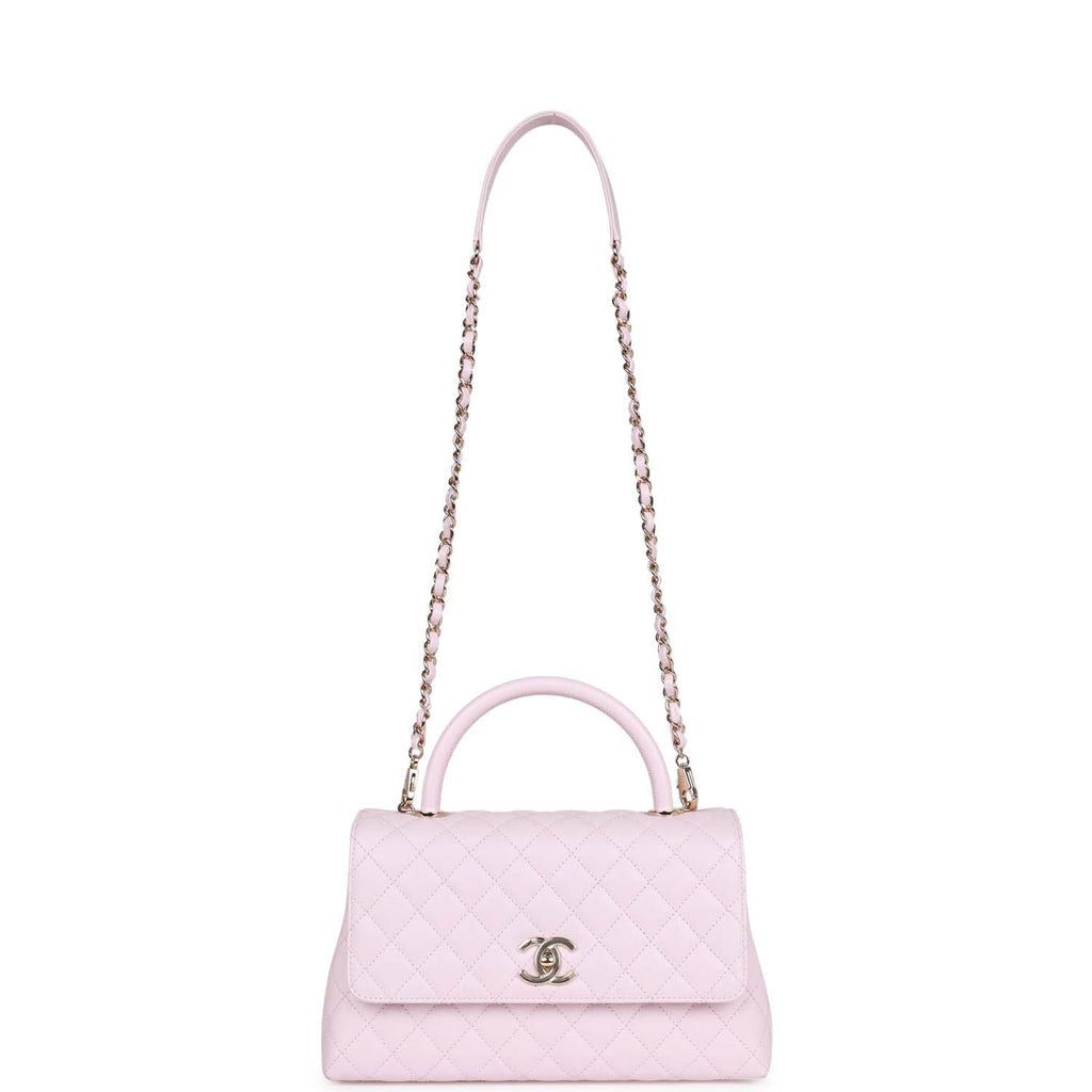 Chanel Medium Coco Handle Flap Bag Light Pink Caviar Light Gold Hardware