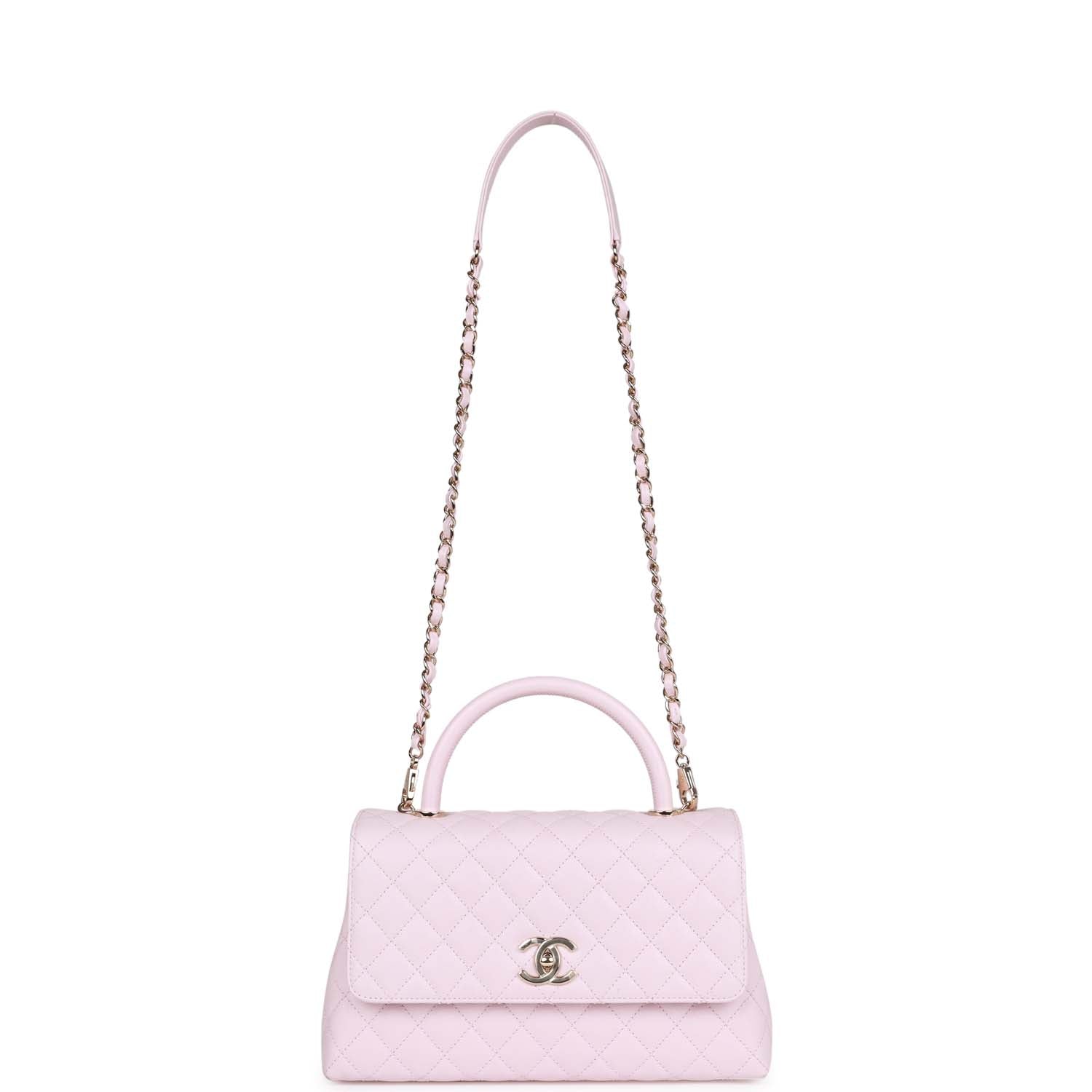 Chanel Medium Coco Handle Flap Bag Light Pink Caviar Light Gold Hardware