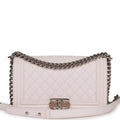 Pre-owned Chanel Medium Boy Light Pink Caviar Silver Hardware