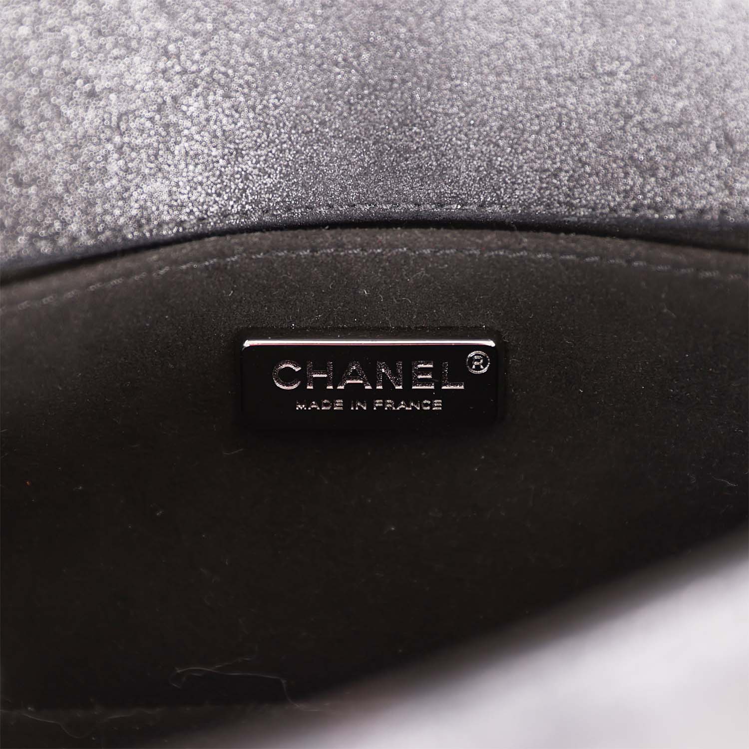 Pre-owned Chanel Small Boy Bag Black Suede and Silver Python Silver Hardware