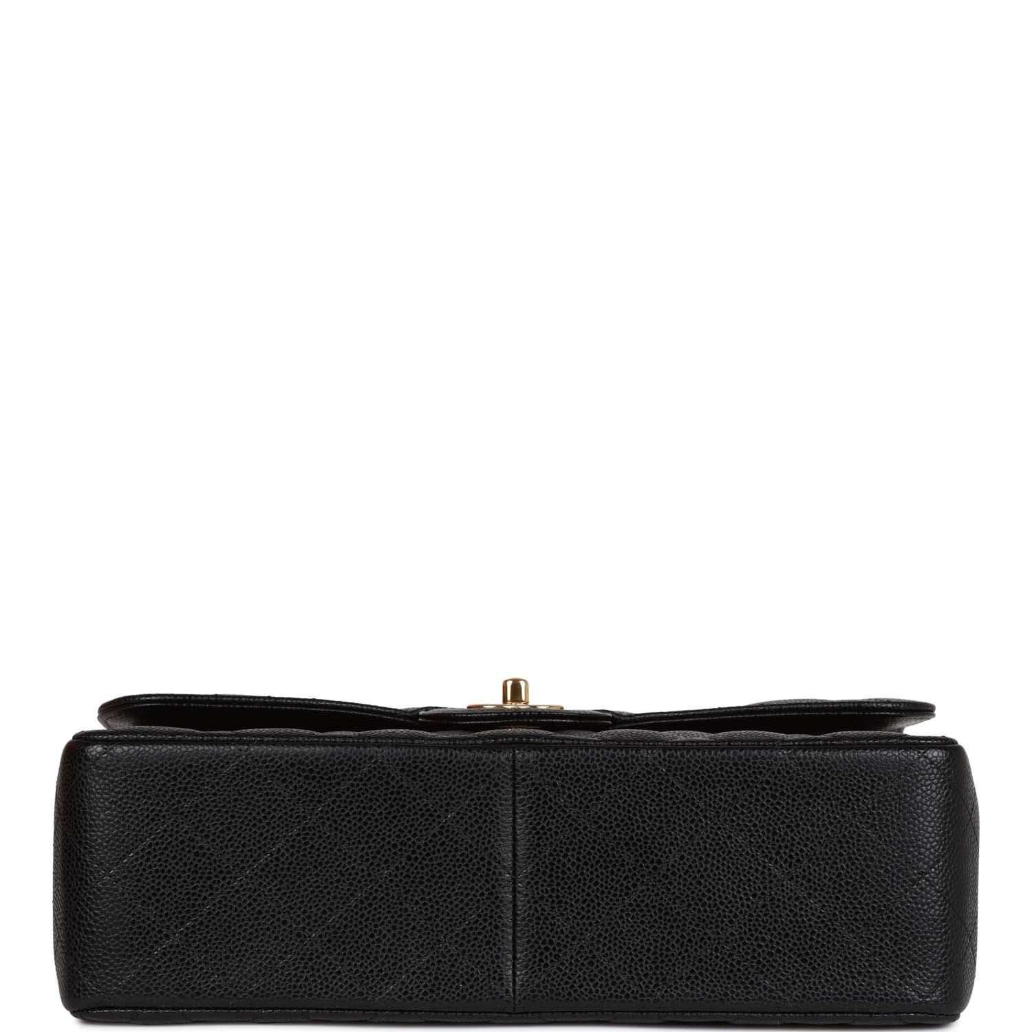 Pre-owned Chanel Jumbo Classic Double Flap Bag Black Caviar Gold Hardware