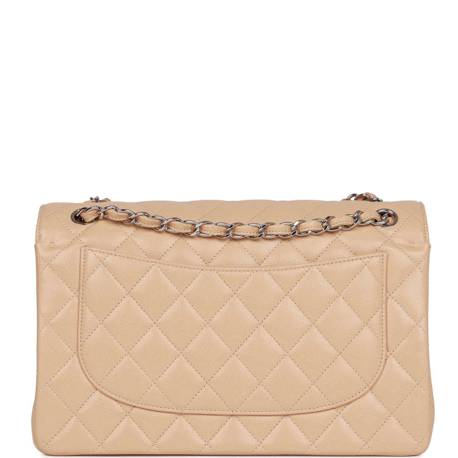 Chanel Jumbo Classic Double Flap Bag Beige Caviar Silver Hardware