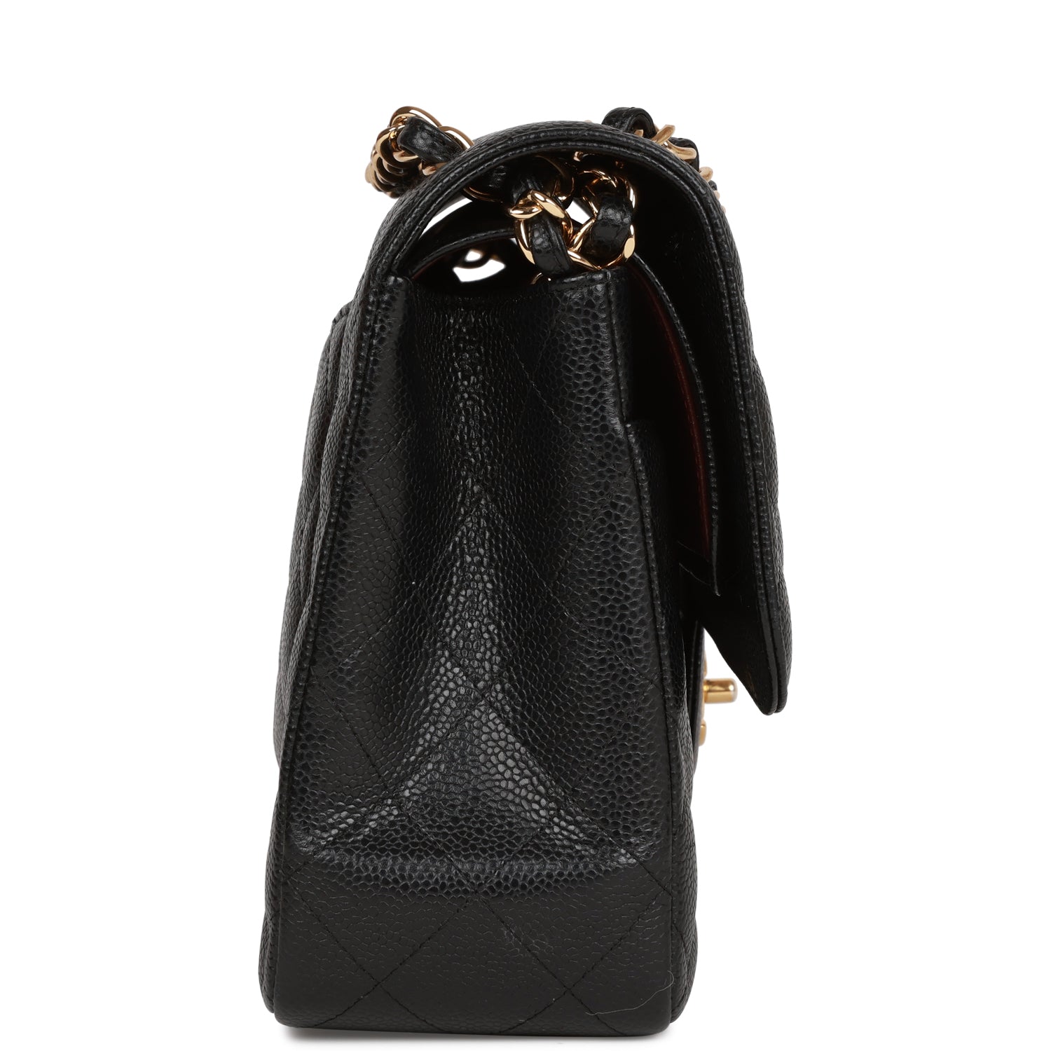 Pre-owned Chanel Jumbo Classic Double Flap Bag Black Caviar Gold Hardware