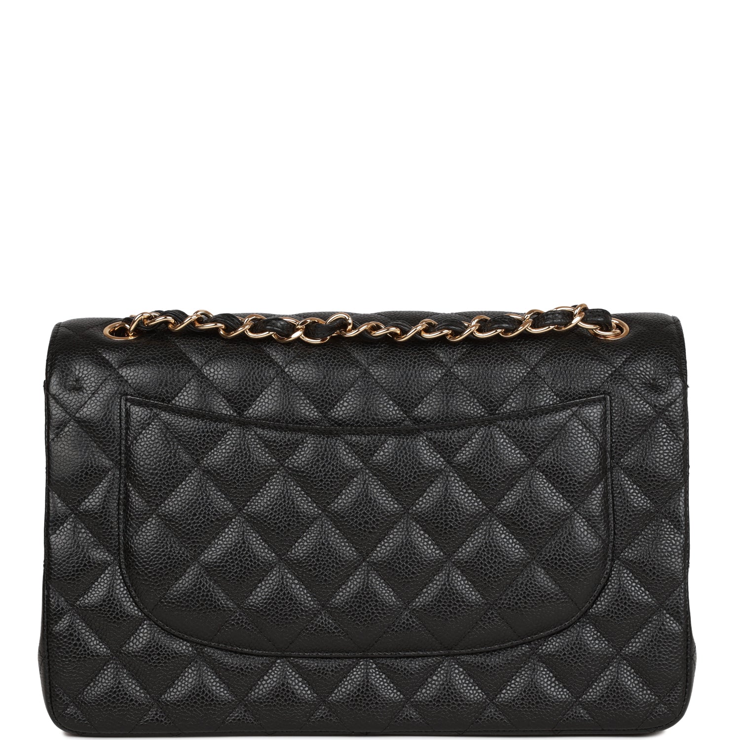 Pre-owned Chanel Jumbo Classic Double Flap Bag Black Caviar Gold Hardware