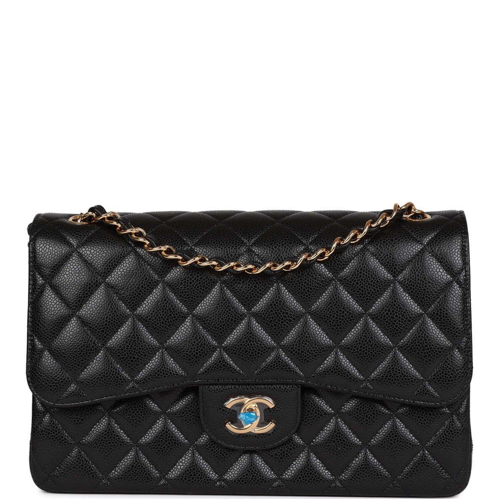 Chanel Jumbo Classic Double Flap Bag Black Caviar Gold Hardware