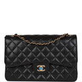 Chanel Jumbo Classic Double Flap Bag Black Caviar Gold Hardware