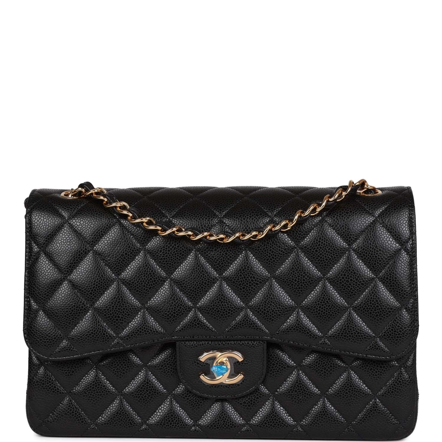Chanel Jumbo Classic Double Flap Bag Black Caviar Gold Hardware