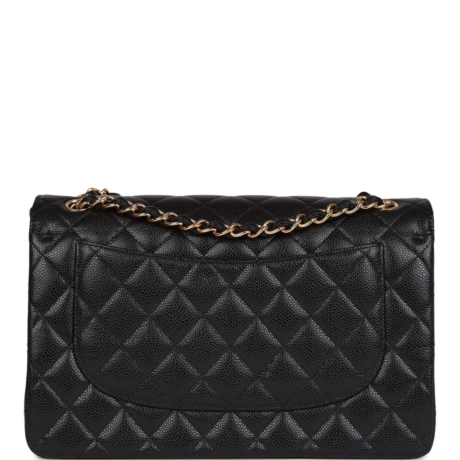 Chanel Jumbo Classic Double Flap Bag Black Caviar Gold Hardware