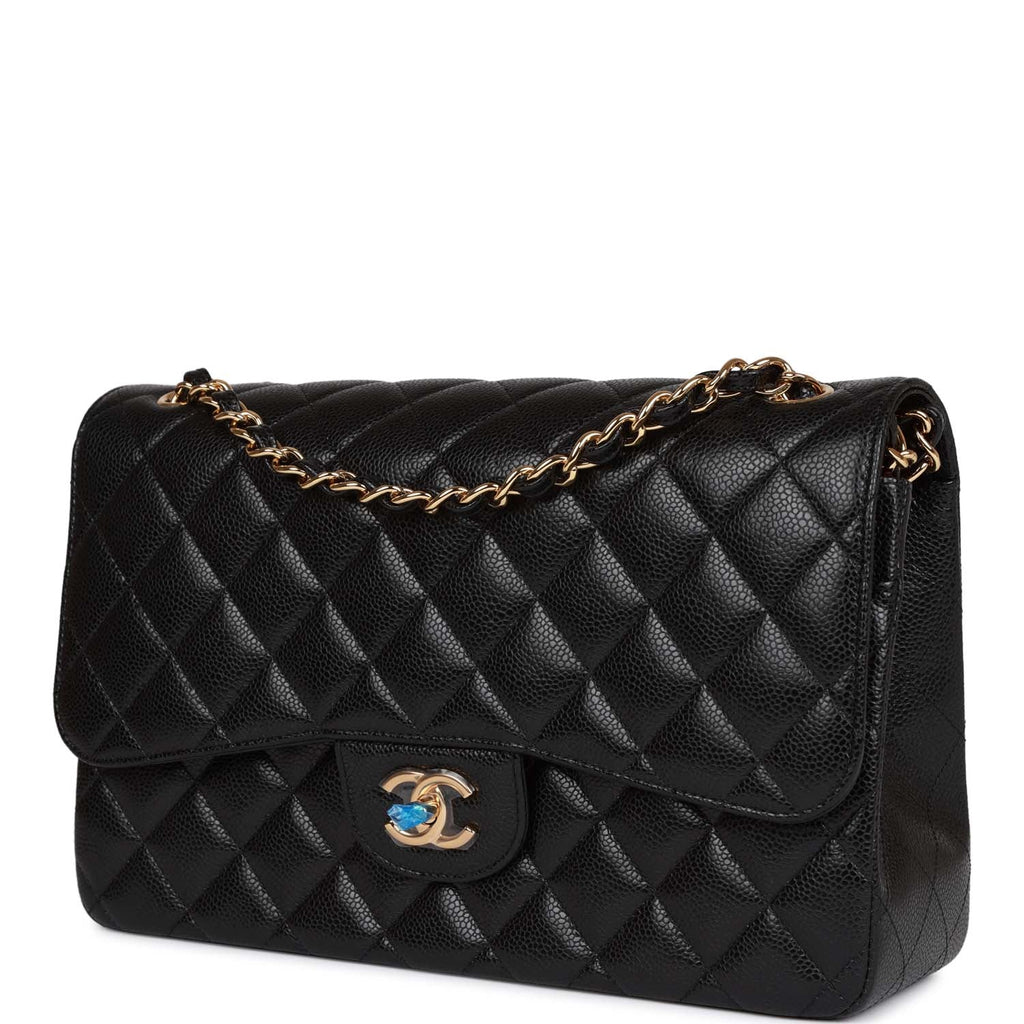 Chanel Jumbo Classic Double Flap Bag Black Caviar Gold Hardware