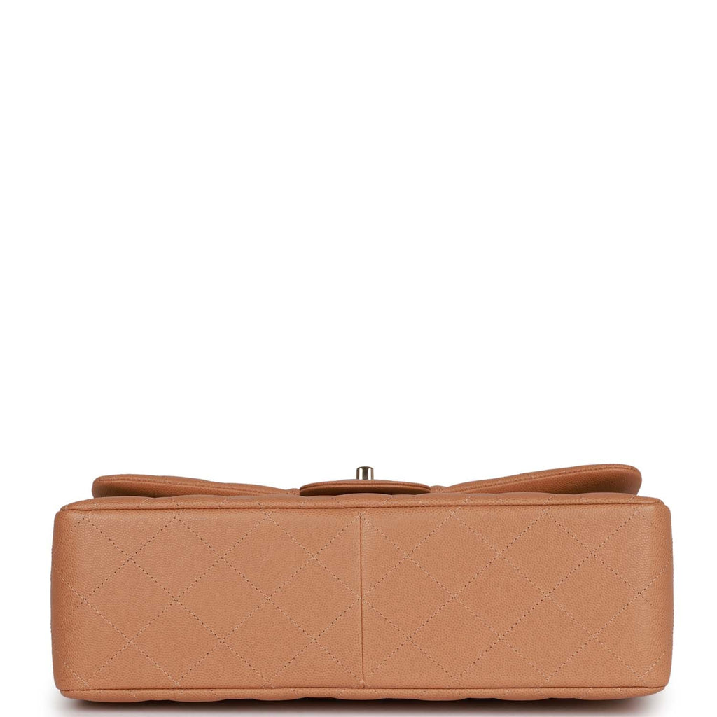 Chanel Jumbo Classic Double Flap Bag Dark Beige Caviar Gold Hardware