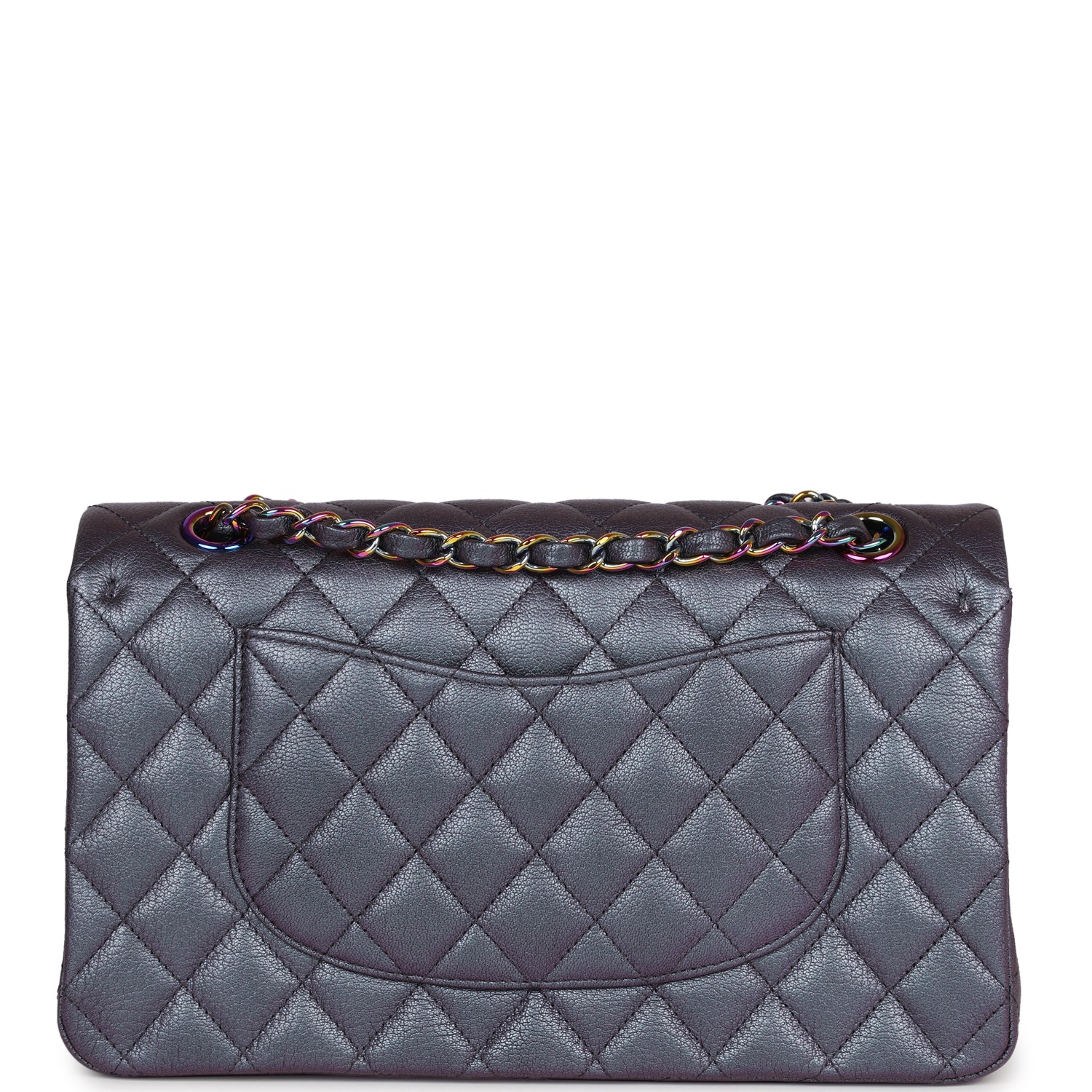 Pre-owned Chanel Medium Classic Double Flap Bag Iridescent Purple Mermaid Goatskin Rainbow Hardware