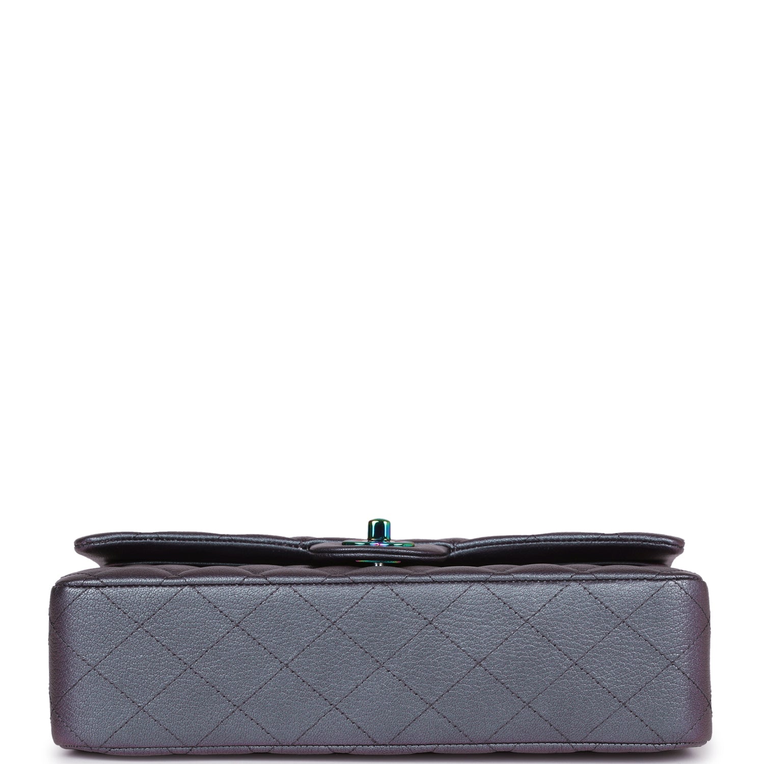 Pre-owned Chanel Medium Classic Double Flap Bag Iridescent Purple Mermaid Goatskin Rainbow Hardware