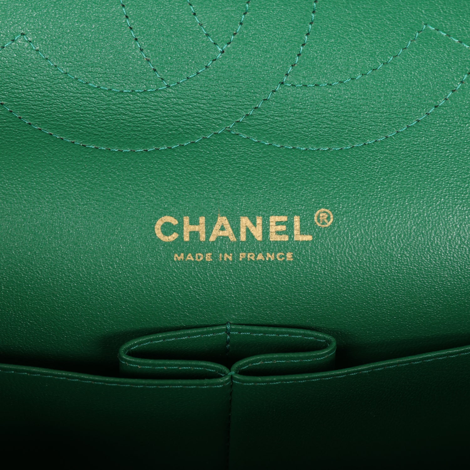 Pre-owned Chanel Jumbo Classic Double Flap Bag Emerald Green Caviar Light Gold Hardware