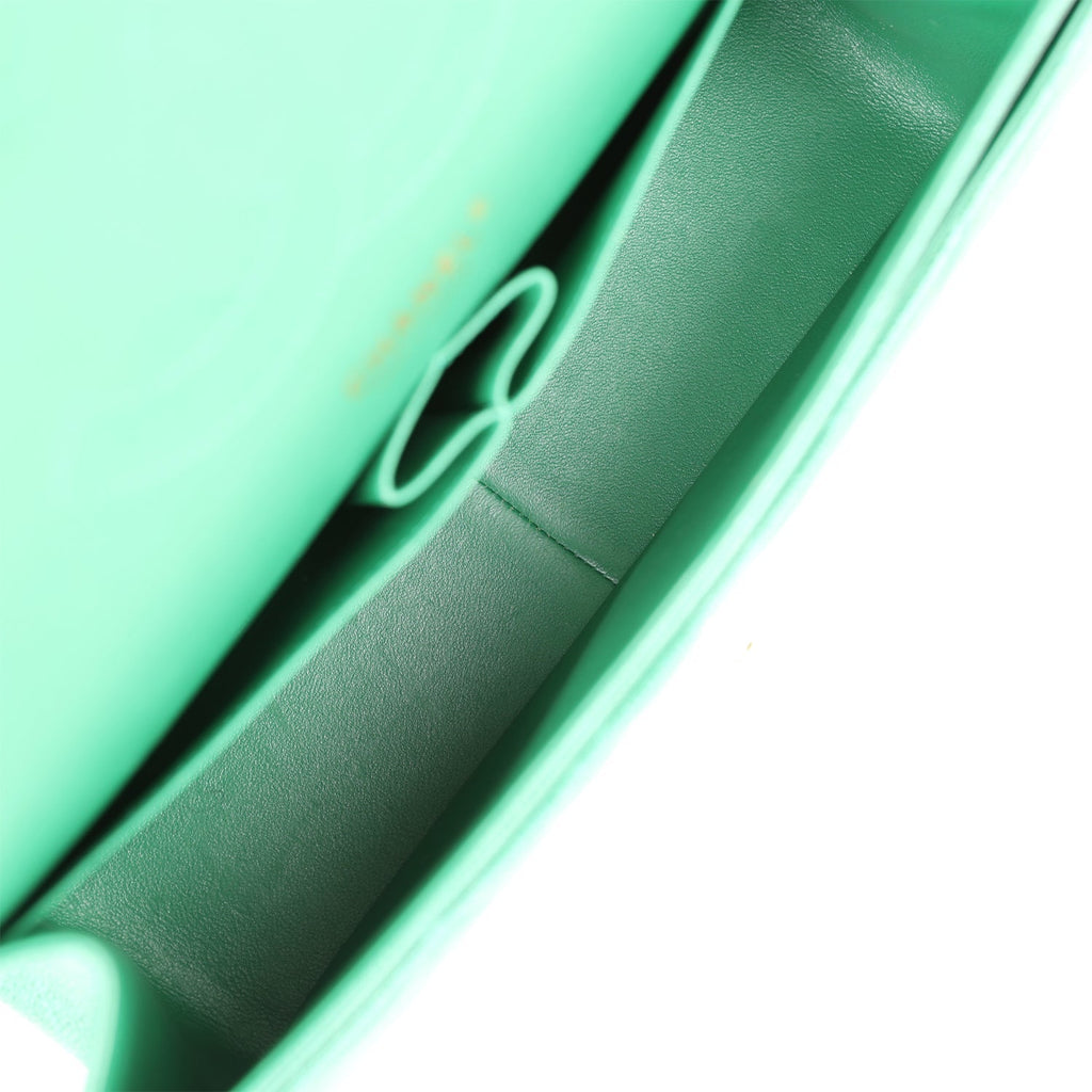 Pre-owned Chanel Jumbo Classic Double Flap Bag Emerald Green Caviar Light Gold Hardware