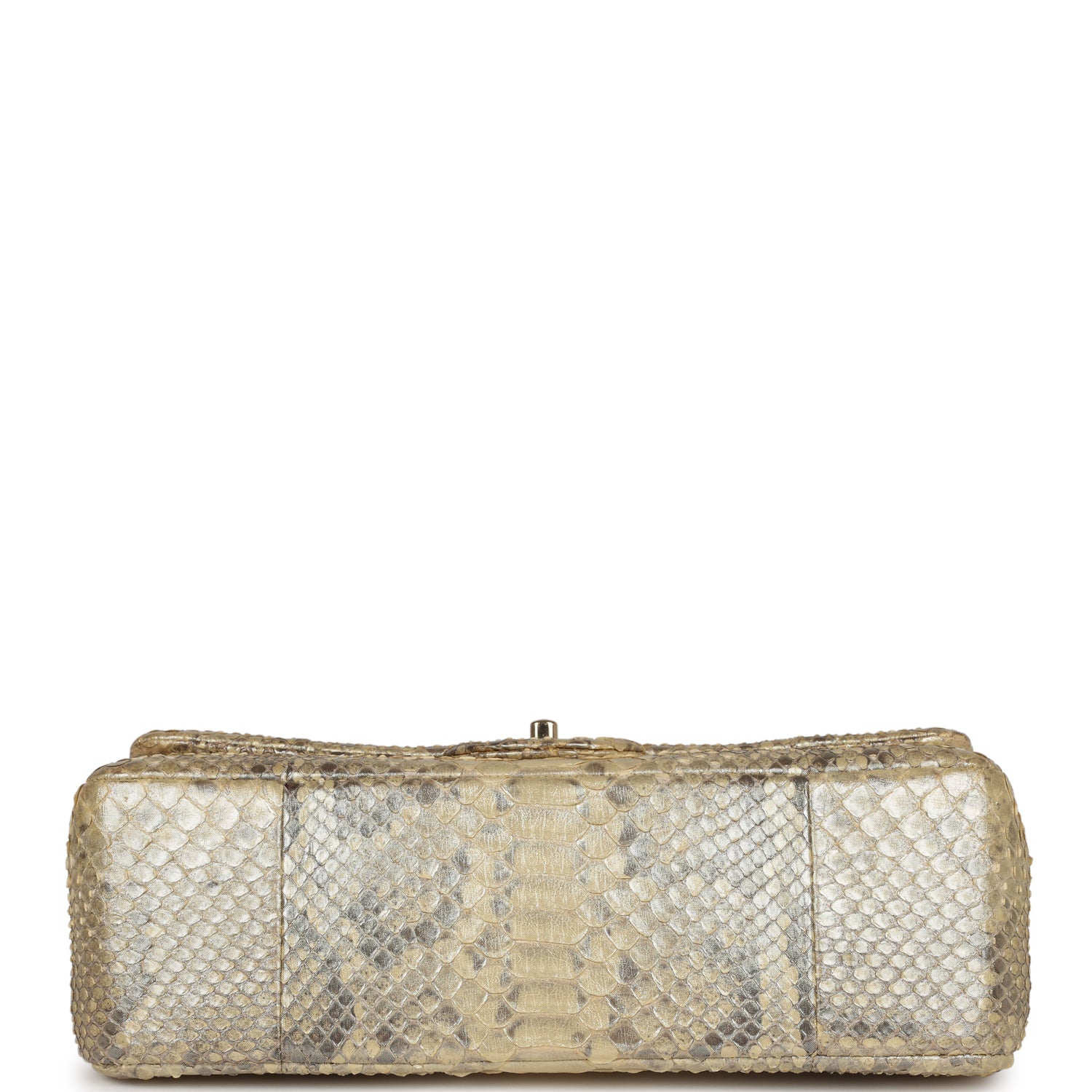 Pre-owned Chanel Jumbo Classic Double Flap Gold Metallic Python Gold Hardware