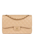 Chanel Jumbo Classic Double Flap Bag Beige Caviar Gold Hardware