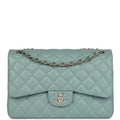 Chanel Jumbo Classic Double Flap Bag Dark Green Caviar Light Gold Hardware