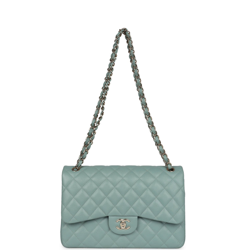 Chanel Jumbo Classic Double Flap Bag Dark Green Caviar Light Gold Hardware