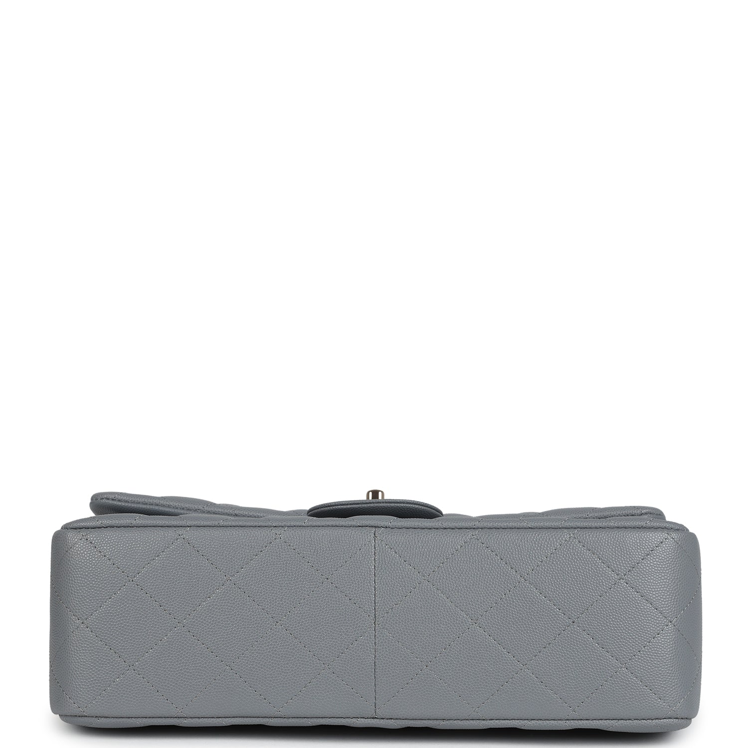 Chanel Jumbo Classic Double Flap Bag Light Grey Shiny Caviar Light Gold Hardware