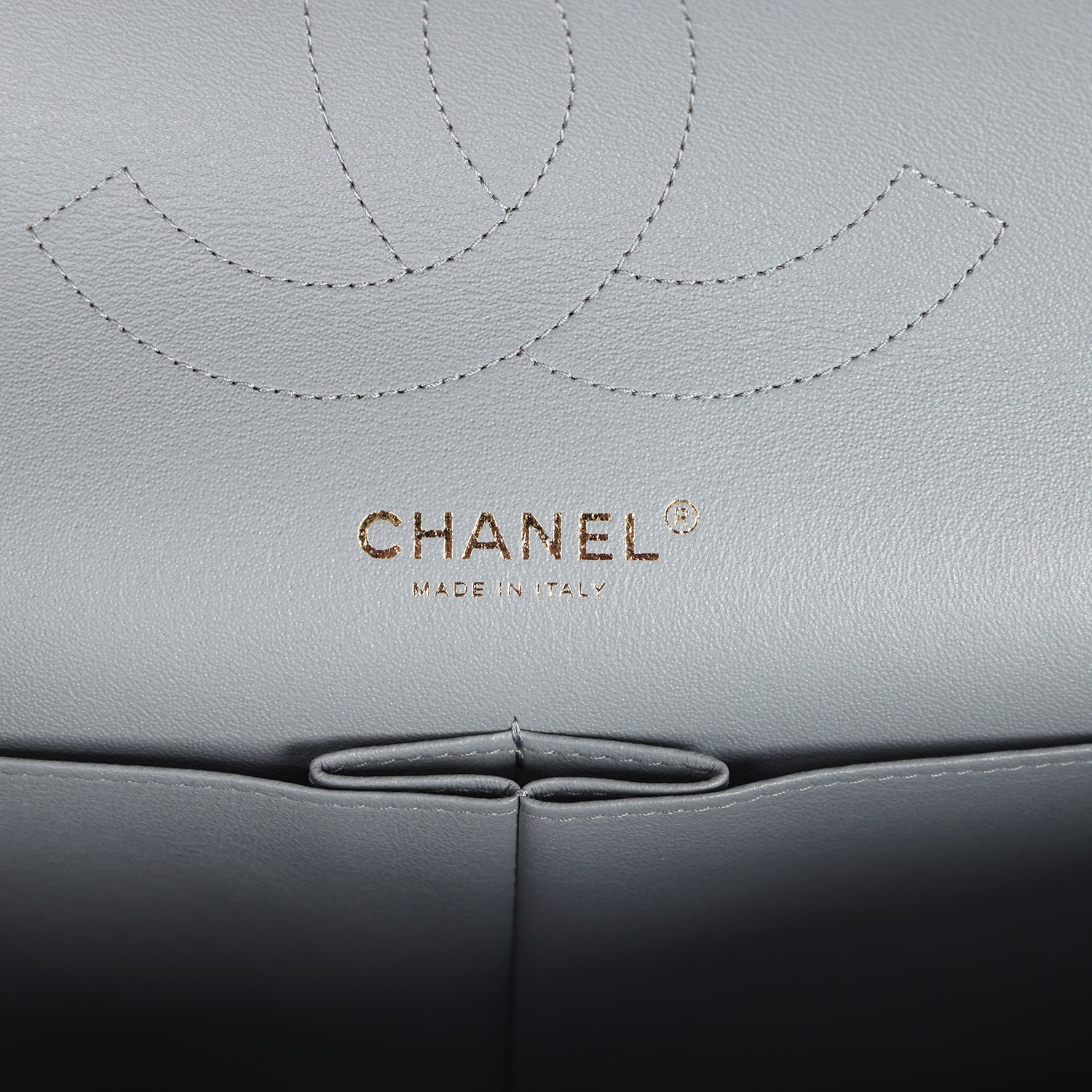 Chanel Jumbo Classic Double Flap Bag Light Grey Shiny Caviar Light Gold Hardware