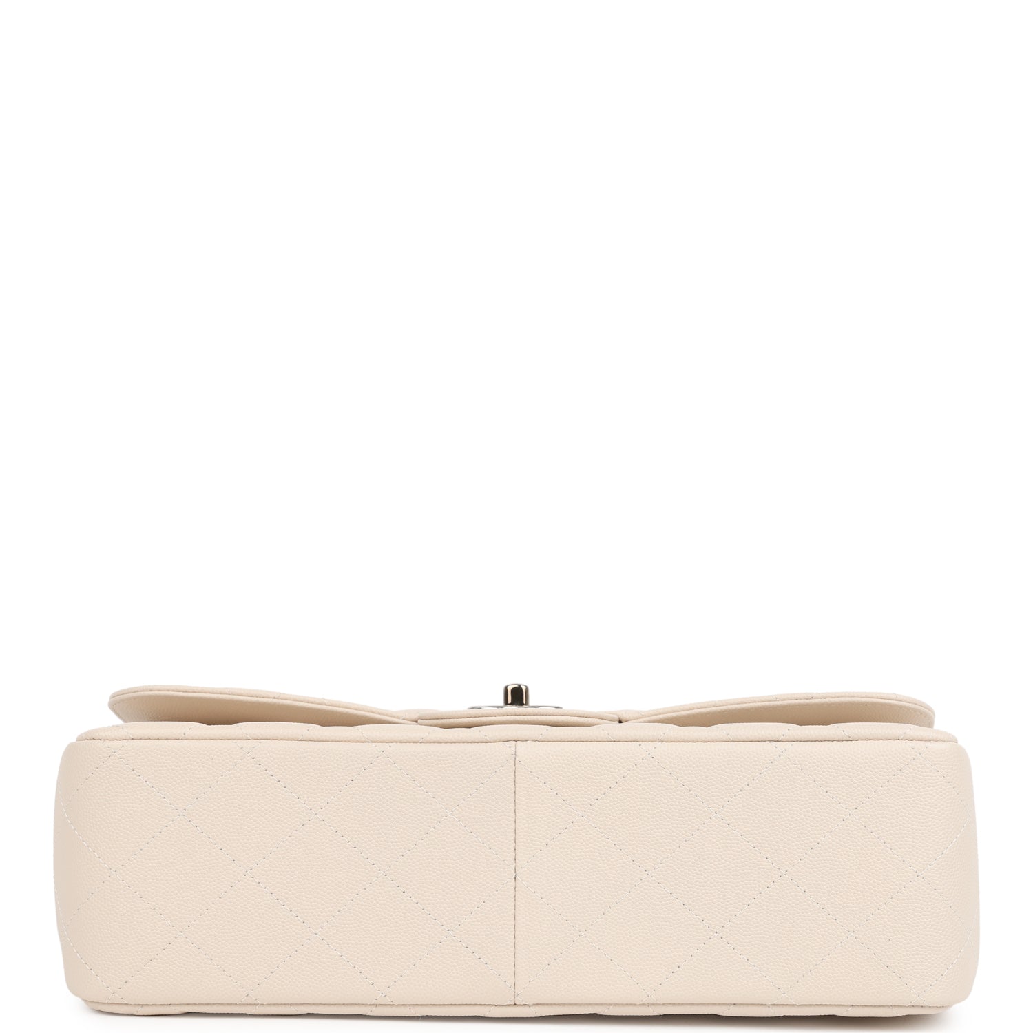 Pre-owned Chanel Jumbo Classic Double Flap Bag Light Beige Caviar Silver Hardware
