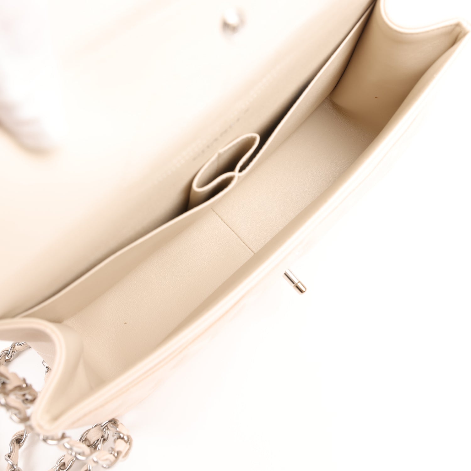 Pre-owned Chanel Jumbo Classic Double Flap Bag Light Beige Caviar Silver Hardware