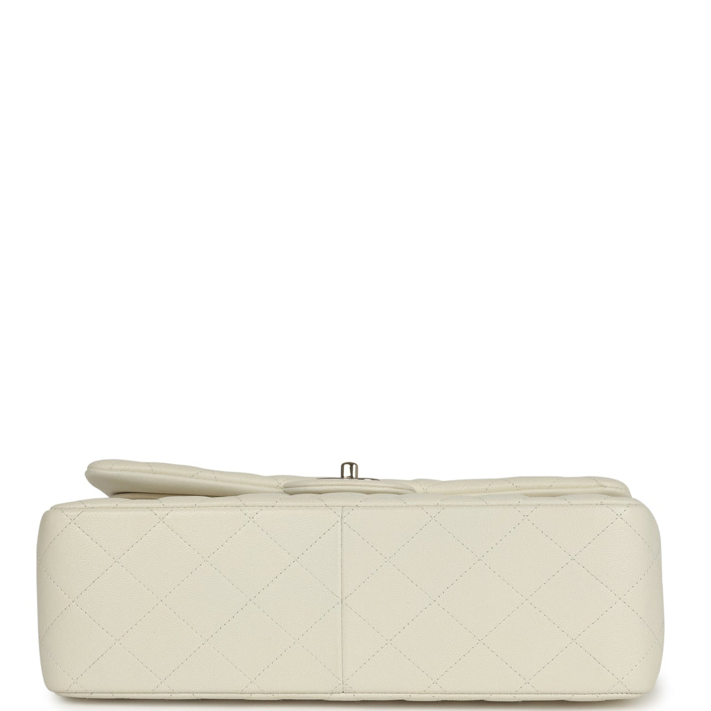Chanel Jumbo Classic Double Flap White Caviar Light Gold Hardware