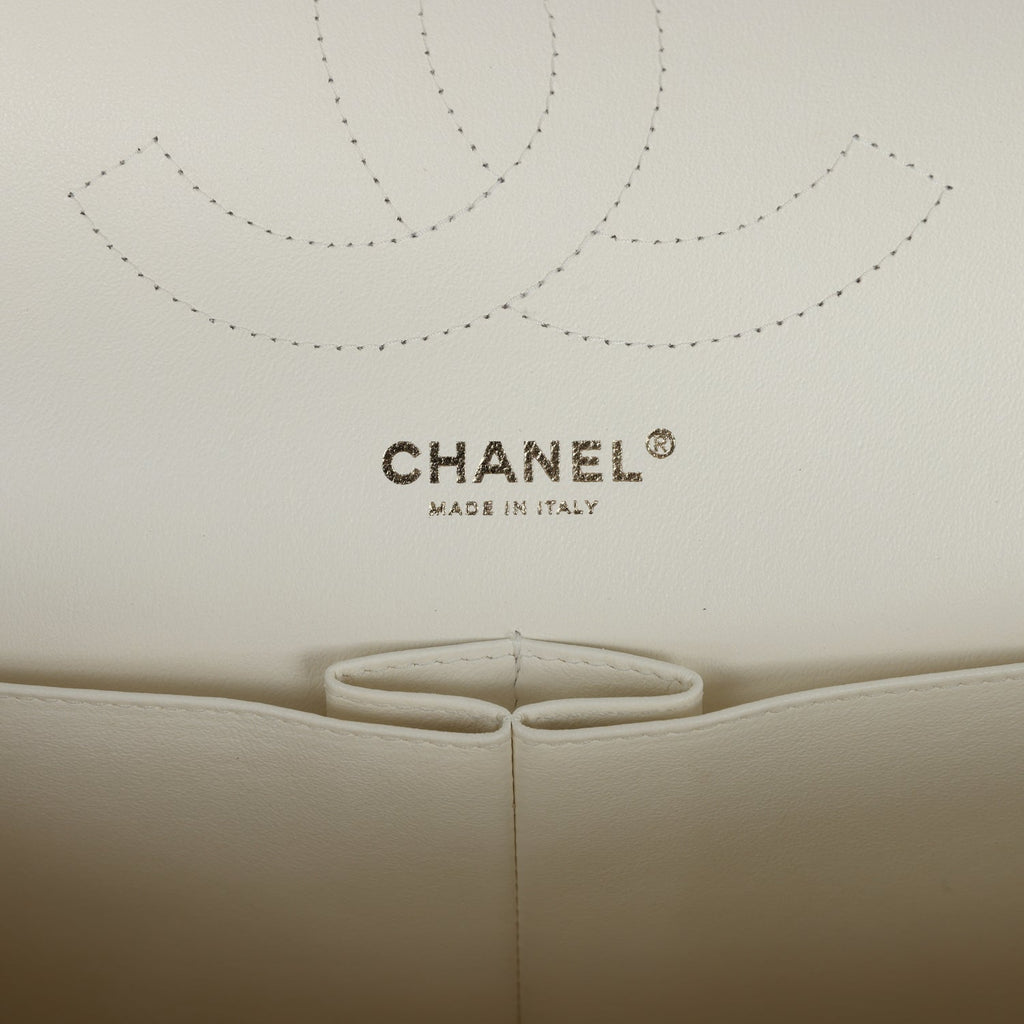 Chanel Jumbo Classic Double Flap White Caviar Light Gold Hardware