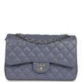 Chanel Jumbo Classic Double Flap Bag Purple Lambskin Silver Hardware