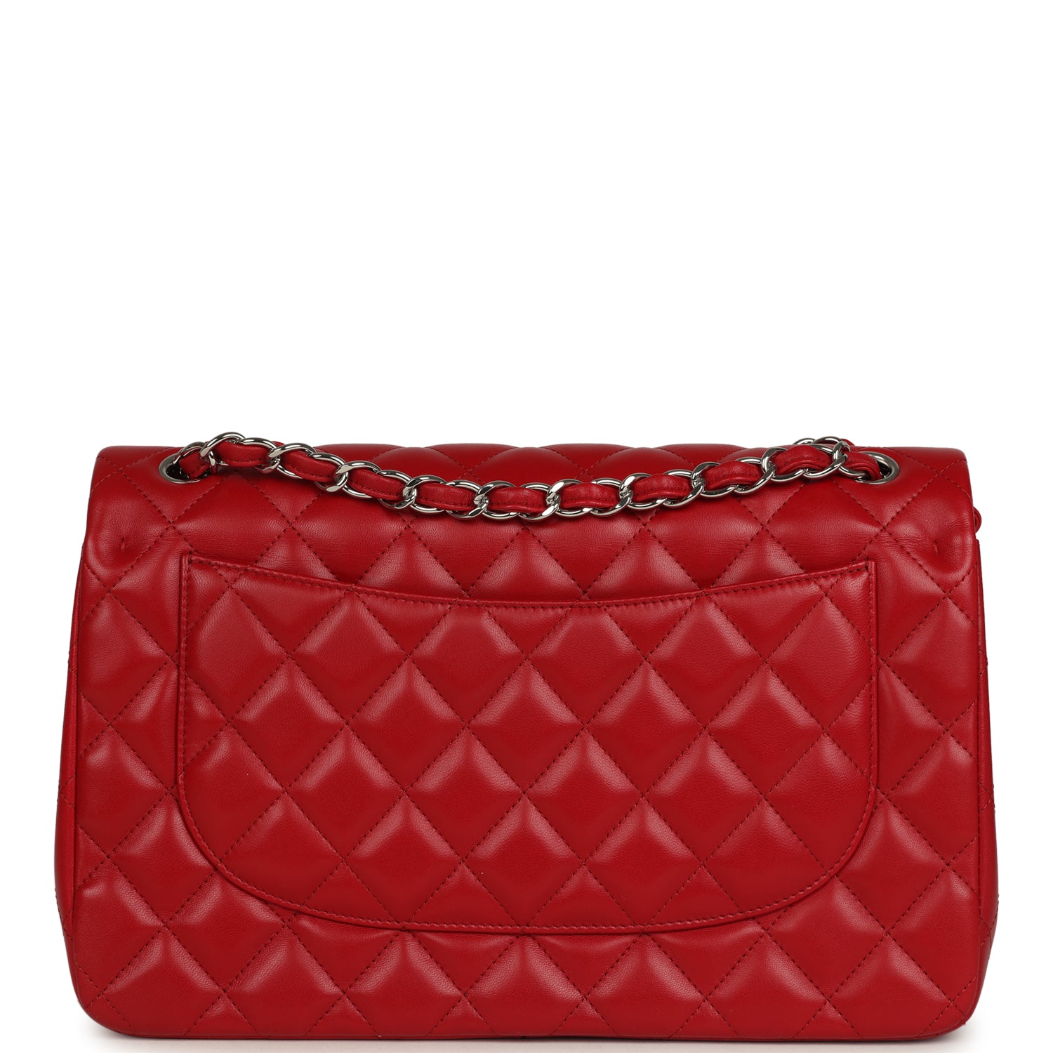 Chanel Jumbo Classic Double Flap Bag Red Lambskin Silver Hardware